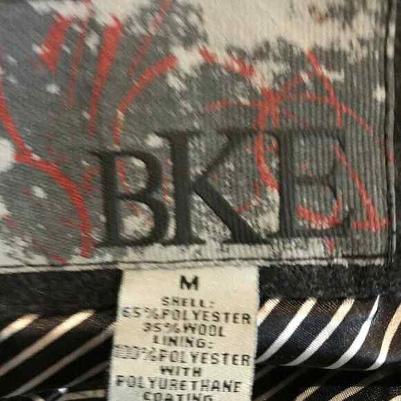 BKE Blazer Jacket Womens Medium Black Wool Blend Tuxedo Embellished Ladies - Picture 2 of 11